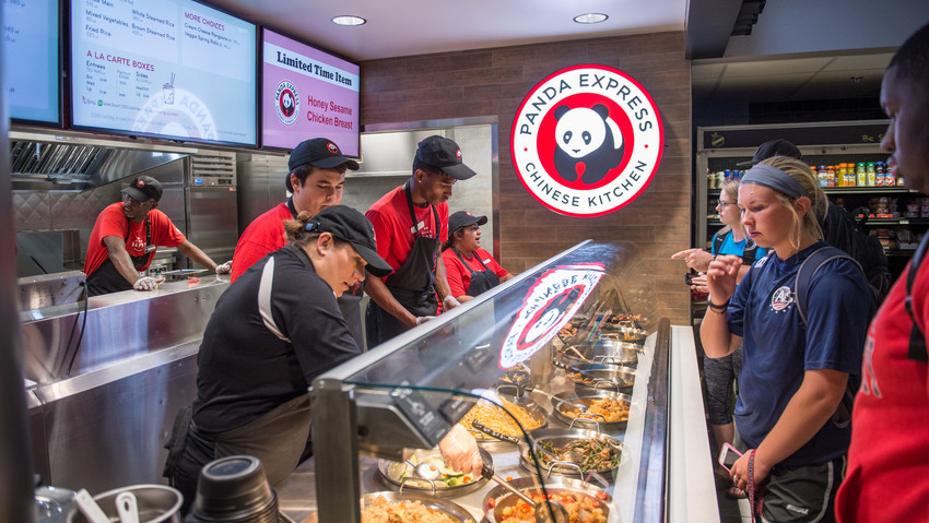 Dining Services students serving lunch at Panda Express